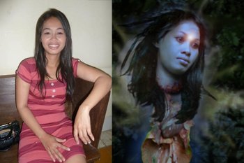 Lun Chhern (Ran Lun) before and after as the Cambodian supernatural entity, the 'Arb' - from 'Freedom Deal: Story of Lucky' by Jason Rosette